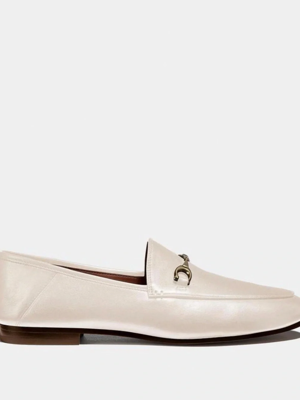 Coach Women's Cream Leather Loafer with Gold Bit